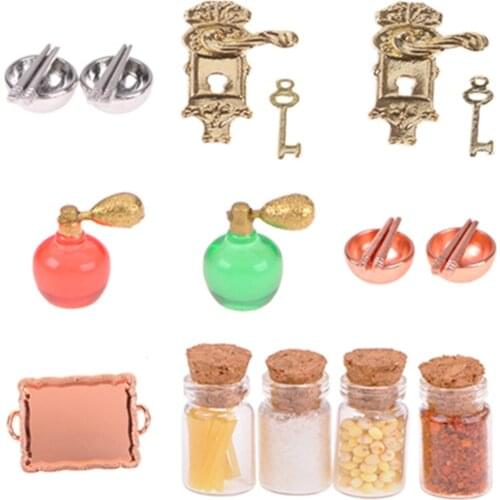 2021 Door Lock and Key/White Ladder/Honey Pot/Tableware/Perfume/Food Bottle/ Dollhouse DIY Accessories 1/12 Scale Miniature