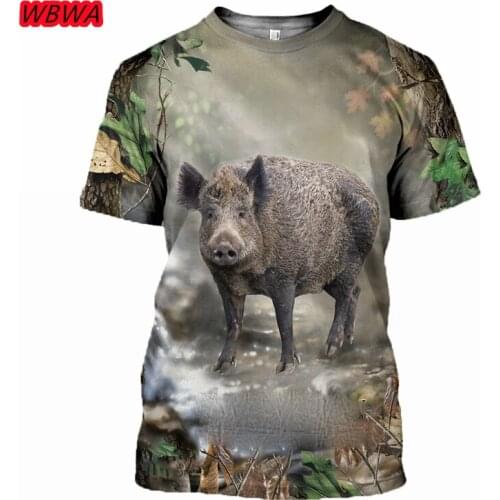 Top Wild Boar Tshirt Men Jungle Animal Mallard 3D Print Hunt Reed Camouflage T Shirt Guns Hide Deer Funny Women Streetwear