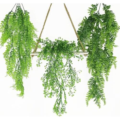 1pc Artificial Plant Vines Wall Hanging Simulation Rattan Home Outdoor Garden Decor Trailing Flower Hanging Wall Decoration