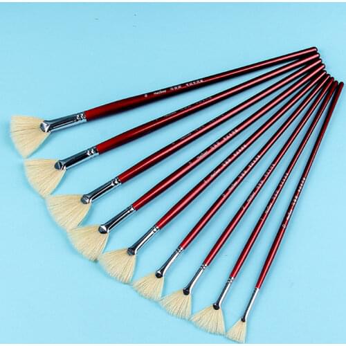 1pcs /9pcs Bristles Fan Brush Painting Oil Paintbrush Gouache Acrylic Watercolor Brush Set Professional Art Supplies Stationery