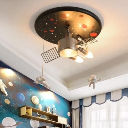 Creative personality science and technology feeling astronaut satellite boy room cartoon children lamp children bedroom ceiling