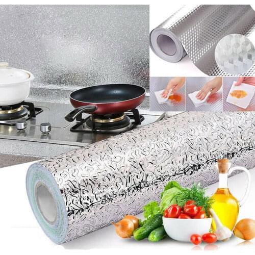 Kitchen Oil-proof Waterproof Stickers Aluminum Foil Kitchen Stove Cabinet Self Adhesive Wall Sticker DIY Wallpaper