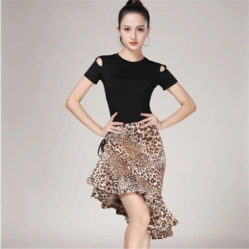 Leopard Grain Latin Fishtail Skirt For Female Adults Latin Practice Performance Dancing Costumes Half Length Skirt Women Dance