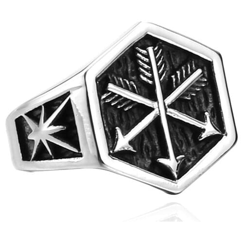 Viking Men Ring Compass Sailor Signet Ring Vintage Navy Anchor Nautical Male Punk Biker Jewelry