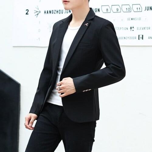 2021 new youth small suit male Korean style slim suit single suit jacket black suit solid color suit trend