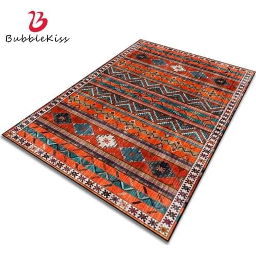 Bubble Kiss Retro Stripe Pattern Carpets For Living Room Dark Orange Floor Mat Customized Rugs Home Colorful Geometric Foot Pad