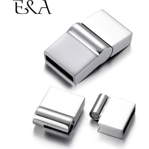 Stainless Steel Magnetic Clasp Mirror Polish 10*4mm 12*3mm Flat Leather Cord Clasps Magnet Buckle DIY Bracelet Jewelry Making