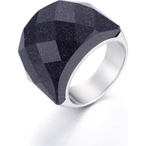 New Atmospheric Broad Black Cats Eye Ring Titanium Steel Jewelry Mens and Womens Rings