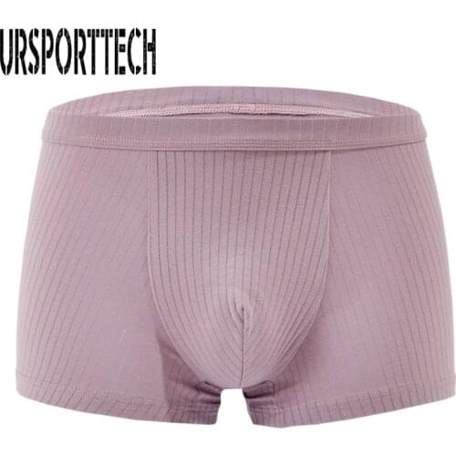 New Brand Male Underwear Boxer Breathable Cotton Men Boxers Underwear U Convex Pouch Sexy Underpants Solid Homewear Shorts