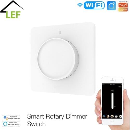 Tuya Smart WiFi Dimmer Light Switch Smart Home Rotary Dimmable Wall Switch 100-240V Work with Alexa Google Home Smart Life App