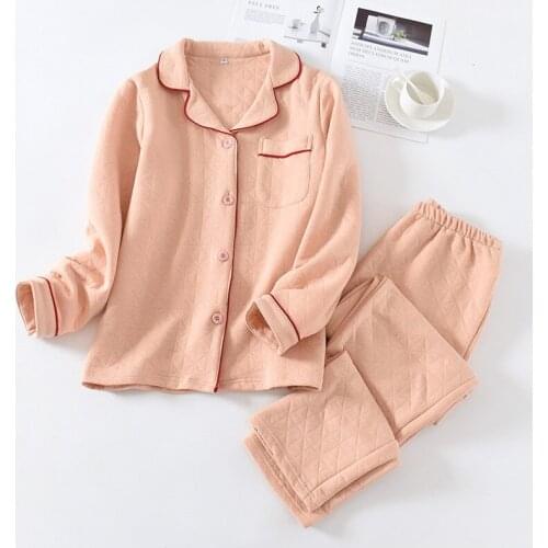 Casual Women Sleepwear Cotton 2PCS Shirt&Pants Pajamas Suit Spring Autumn New Pyjamas Nightgown Soft Nightwear Home Clothes