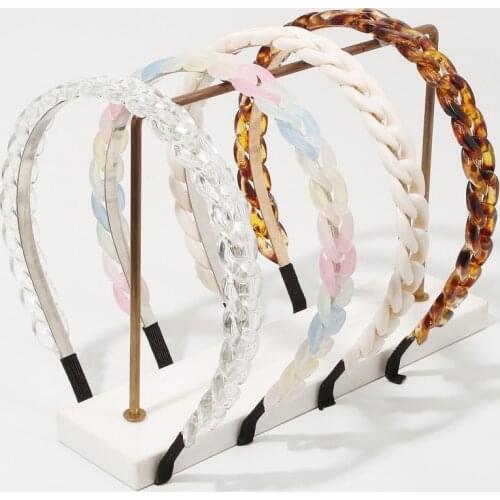 New Cute Twisted Handmade Headband Hair Jewelry Sweet Colorful Hairband For Women Female Girls Resin Chain Headwear Accessories