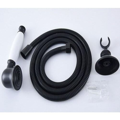 Black Oil Rubbed Brass Hand Held Shower Head Wall Holder Bracket 1.5M Hose Set Water Saving Bathroom Handheld Sprayer ahh063