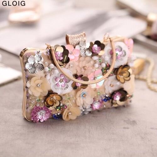 Flower Women Clutch Bags Diamonds Plastic Diamonds Party Handbags Chain Shoulder Wedding Luxury Dinner Purse