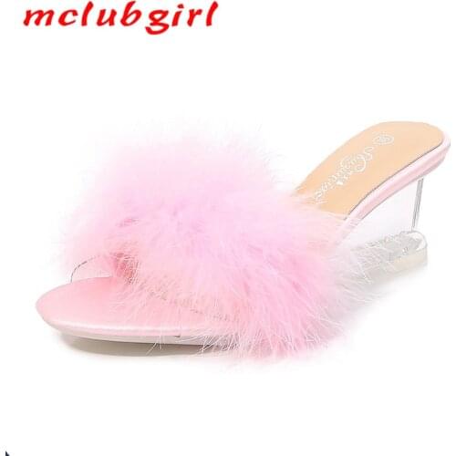 Mclubgirl 6CM Slippers Sandals Womans Shoes Sandals Women 2021 Woman Shoes High Heels Sexy Shoes Crystal Sandals Fashion LFD