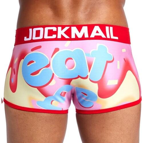 JOCKMAIL Sexy men underwear boxer men playful Gay Underwear calzoncillos slips Low waist breathable ice silk cartoon print