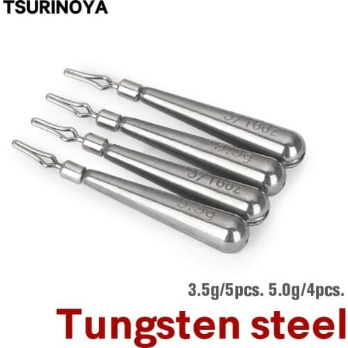 TSURINOYA Tungsten Steel Sinker 3.5g 5.0g Fishing Lure Accessories Fishing Group Tackle Soft Lure Tools Deep Water Jig Head