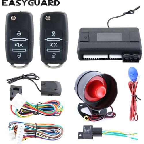 EASYGUAR Good quality one way car alarm kit shock trigger alarm remote engine start stop central door locking automation
