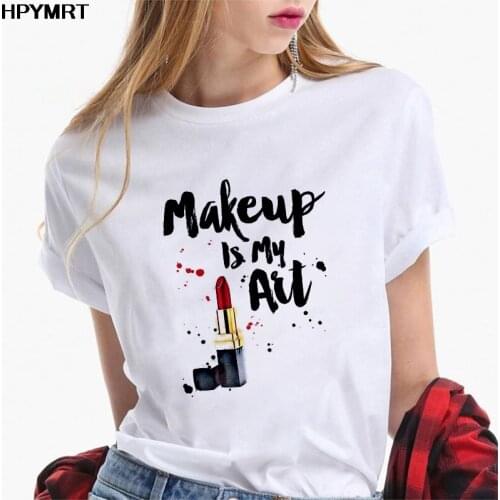 Women T Shirt MakeUp in my alt Lipstick Printed T-Shirt Lady Harajuku Summer tshirt Female Hipster Short sleeve Tshirts Femme
