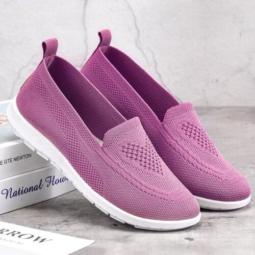 Womens Pink Waliking Shoes Casual Breathable Mesh Outdoor Running Shoes Slip on Lady Sport Sneakers Mother Mum Shoes