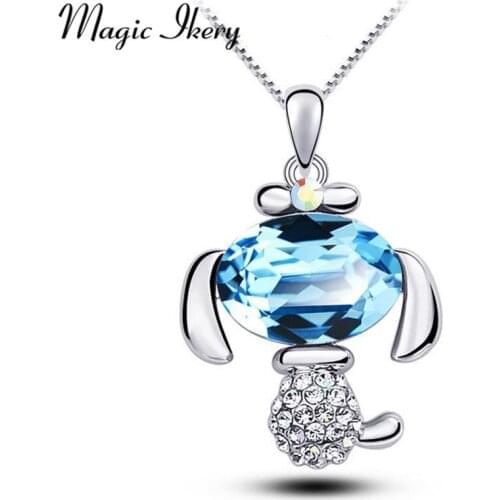 Magic Ikery Happy Dog Animal Pendants Necklace Jewelry with Rose Gold Color Fashion Jewelry for Women MKY5696