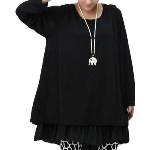 Casual Women Dress Fake Two Piece Oversize Double Layer Long Sleeve Loose Knitted Dress for Work Comfortable Lady Streetwear