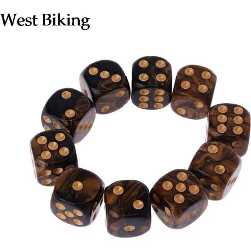 10 Pcs 16mm Resin Dice D6 Black Gold Points Round Edges KTV Bar Nightclub Entertainment Tools Adult Toys