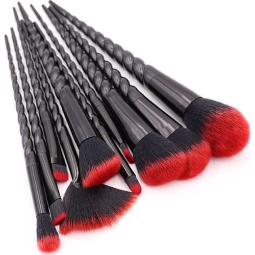 10 set 10pcs Unicorn Makeup Brush Set Red Flame Foundation Blending Powder Eye shadow Make Up Brushes Cosmetic Beauty