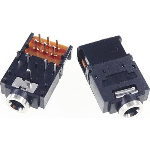 1000 pcs Audio Jack Stereo 3.5 mm Through Holes Horizontal PCB TRS 2 Internal Switch with Isolated DPDT switch Cross SJ-3571N