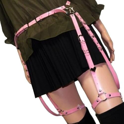 2018 Fashion pink leather harness body bondage belts for women microcycle hip waist Cincher garter belt accessories