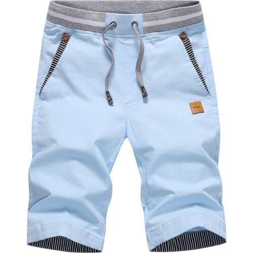 2020 Summer Casual Shorts Men Cotton Cargo Shorts Elastic Waist Drawstring Beach Board Shorts M-4XL Plus size Drop Shipping