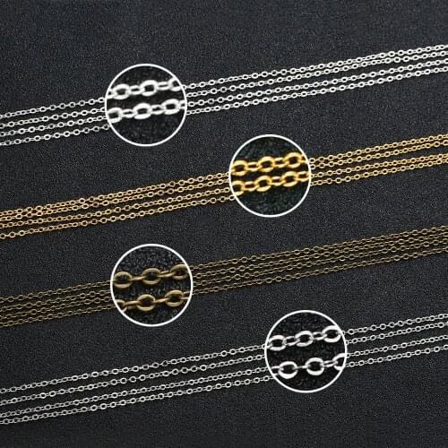 5 Meters/lot Gold Silver Rhodium Antique Bronze Color 1.5mm Copper Link Bulk Chain for DIY Necklace Jewelry Making Materials
