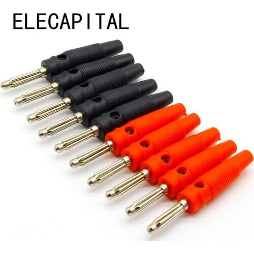 5Pair/10Pcs Red and Black 4mm Solderless Side Stackable Banana Plug Connector Copper