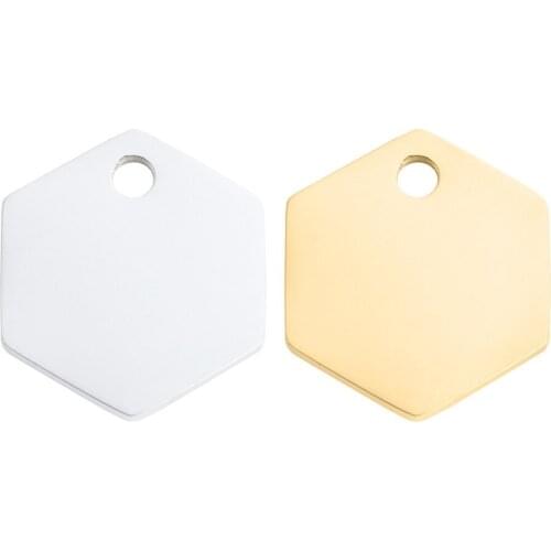 50pc 10*11.5mm Mirror polish Stainless Steel Blank Hexagon Charm For Necklace/bracelet DIY Women Handmade Jewelry wholesale