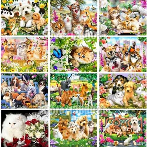 5D round diamond embroidered animal dog full diamond painting cross stitch rhinestone mosaic home decoration TT1180