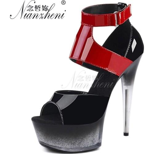 6 Inches Gradual change color High heels Stripper heels Sxey Stage Show Pole dance shoes Models Party Platform Black and Red