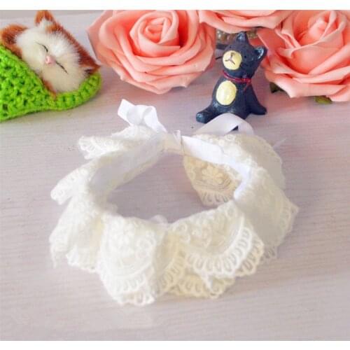 2019 Pet Jewelry Accessories Cat puppy collar Handmade Pure Sexy white lace pet cat dog bib collar collar saliva towel