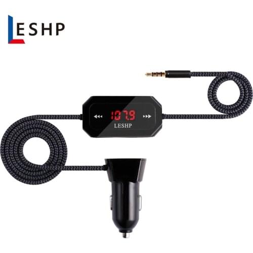 Leshp Wireless Fm Transmitter Radio Car Kit For Smart Phones Bundle With 3.5Mm Audio Plug And Car Charger