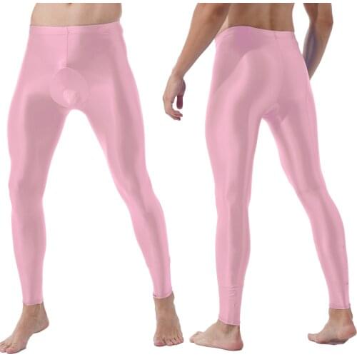 Mens Bulge Pouch Pants Mid Elastic Elastic Waistband Stretchy Leggings Solid Color Skinny Comfortable Pants Exotic Glossy Pants