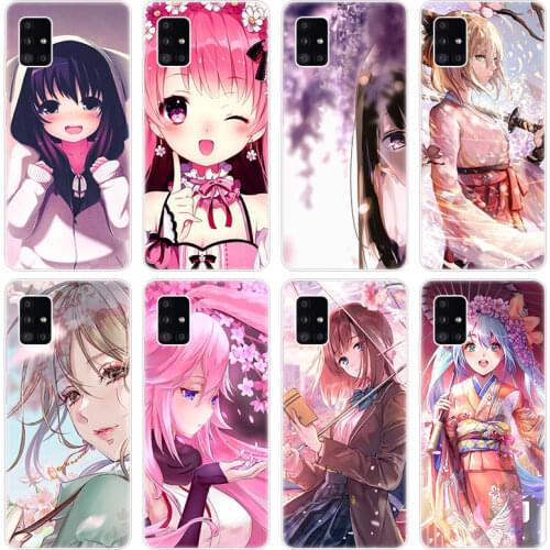 Anime Cherry Blossom Girl Case for Samsung Galaxy A12 A02 A03S A21S A22 A32 A52 A72 A82 Quantum 2 S21 Plus FE Ultra M02S M12
