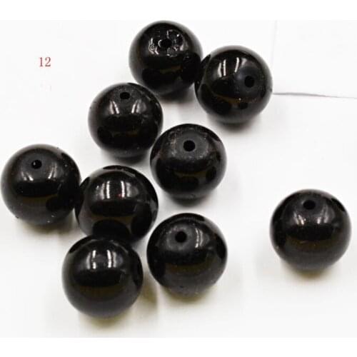 FLTMRH 10pcs 12mm Round Ball Pearl Bead Glass loose beads White Black Green Red Indigo Mixed For Jewelry Making Craft DIY