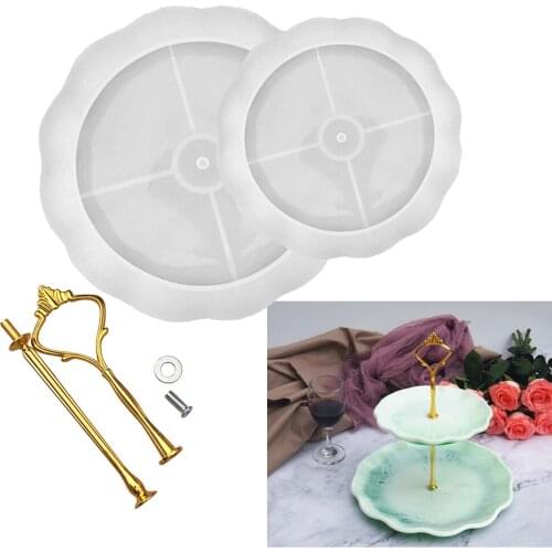 Cake Dish Mold 2-layer Tray Silicone Mold 25/18CM Diameter DIY Epoxy Resin Coaster Epoxy Mold Tray Handicraft Making Tool