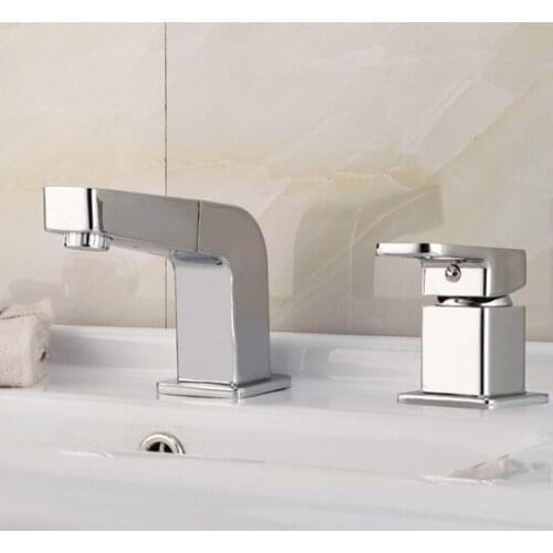 Hot and cold water widespread pull out bathroom basin faucet