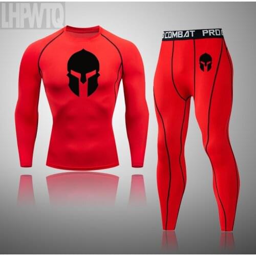 Winter Men 2 Piece Men Thermal Underwear Tracksuit Men MMA Clothing Rashgard Kit Mens Thermal Underwear Set