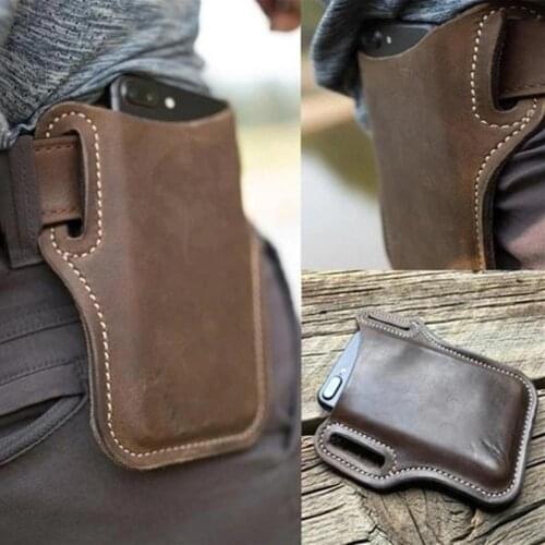 Men Outdoor Belt Waist Bag Faux Leather Case Pouch Cell Phone Card Holder Cover Bags Waist Packs