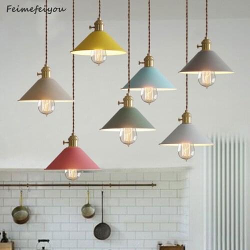 Nordic simple modern creative coffee shop bedroom bar restaurant brass lamp holder color macaron small umbrella chandelier
