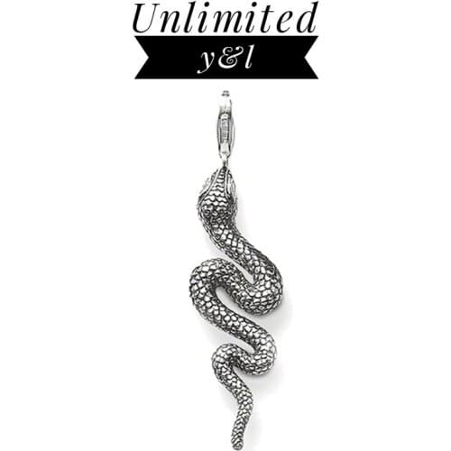 Snake Charms Pendant Thomas Style Punk Fashion Thai Silver Good Luck Animal Jewelry Accessories Fit Necklaces & Bracelets Gifts