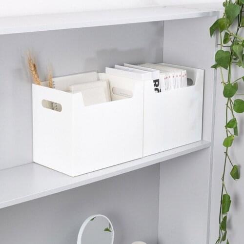 Double Handle Plastic Desk Book Storage Bins File Magazine Stacking Utility K0AB