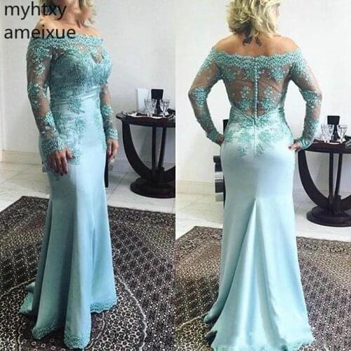 New Arrival Shoulder Mermaid Sexy Event Dress Evening Gown Women 2020 Abendkleider Long Sleeve Mother Of Bride Dresses Plus Size