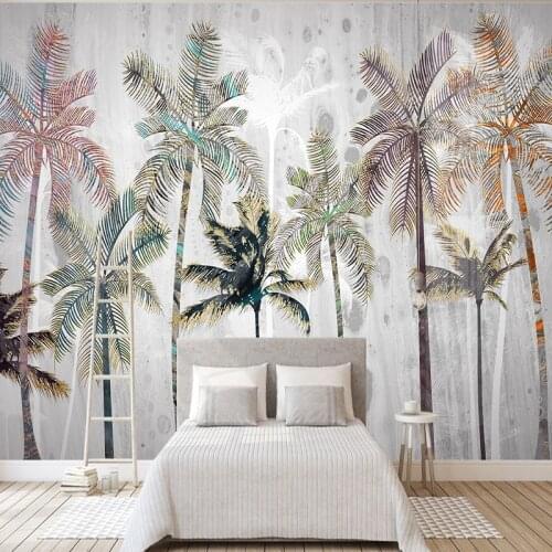 Custom 3D Wall Cloth Nordic tropical plant coconut tree landscape Photo Wallpapers Living Room Sofa Wall Home Decor 3D Mural
